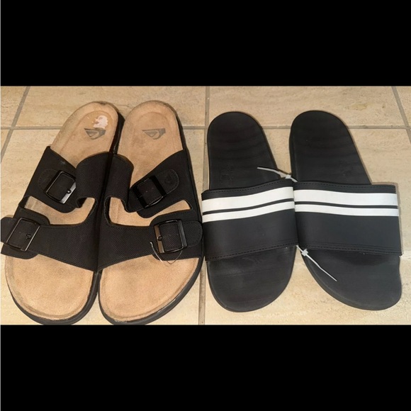 QUIKSILVER 2 Pairs Sandals/Slides Black Size 11 *Used Once* - Picture 8 of 11
